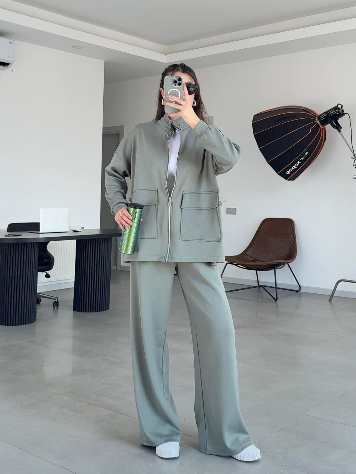 OYSH MODEL BEL BÜZGÜLÜ MODAL TAKIM- Haki