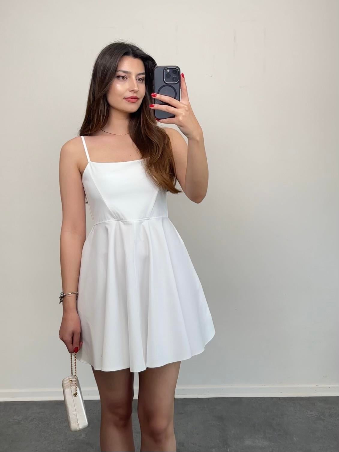 BEYAZ CLARA MİNİ ELBİSE