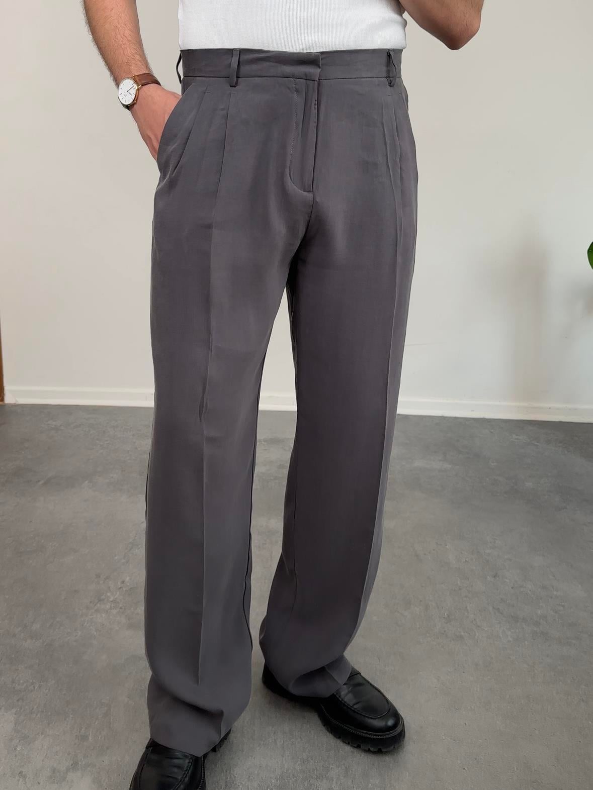ANTRASİT TENSEL KUMAŞ RELAXED PANTOLON