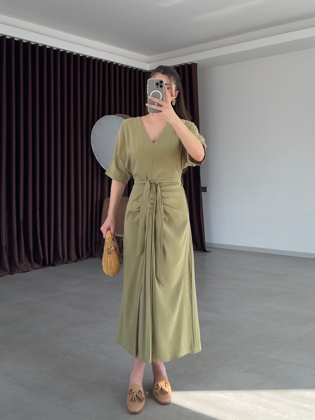 Soft Yeşil Eteği Süs Detaylı Elbise