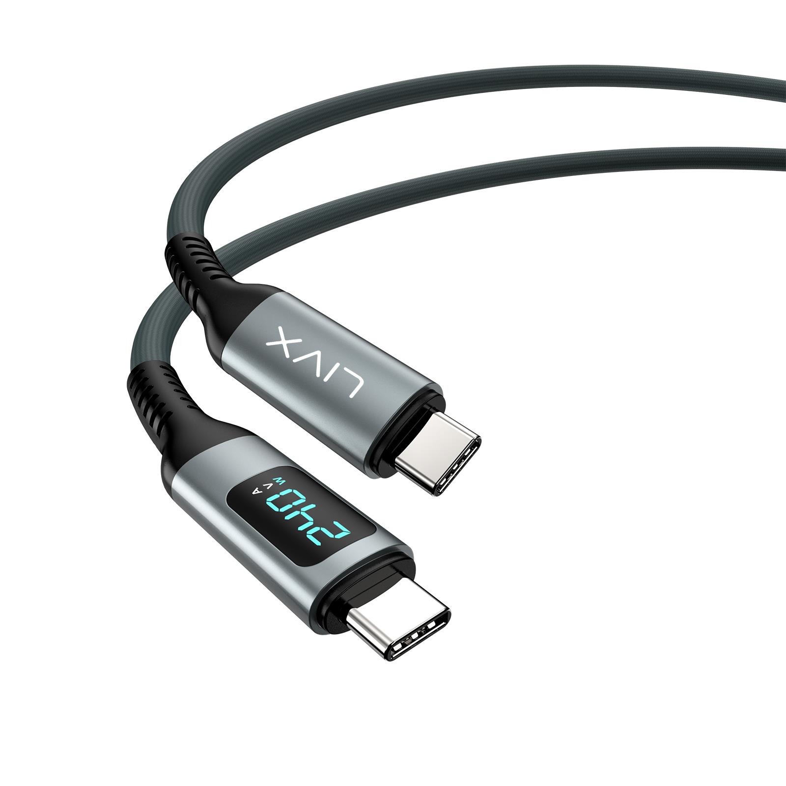 LivX Action Thunderbolt 4 Type C Kablo 100 W PD Şarj Led Göstergeli 1 Metre 40 Gbps Veri ve Görüntü Aktarım Kablosu Örgülü Kablo ARD-01