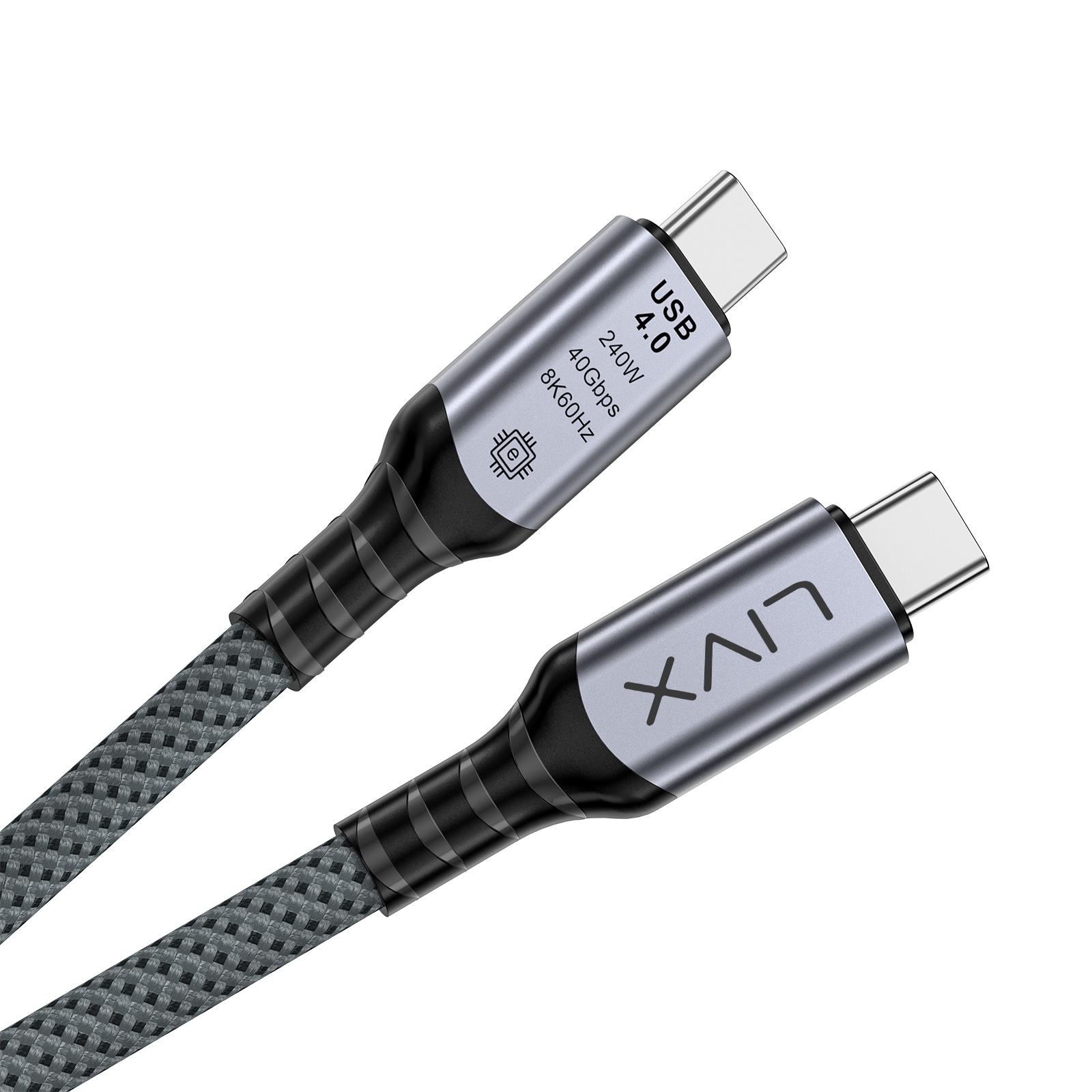 LivX FAST USB 4.0 40Gbps, 240W, 8K60Hz USB4.0 USB-C Kablosu 1 Metre Gri KVL-01