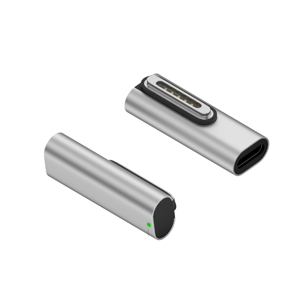 LivX Type-C - MagSafe 3 ile Uyumlu Manyetik Şarj Adaptörü Çevirici 140W Hızlı Şarj Desteği, LED Göstergeli Gümüş SFO-3