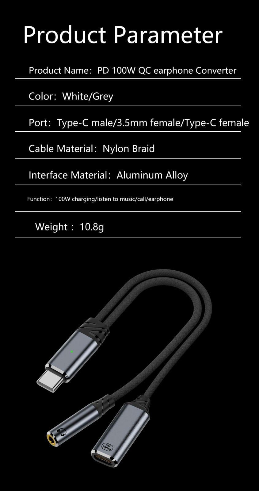LivX Type C to 2in1 3.5mm & Type-C Çevirici Dönüştürücü  Kulaklık ve Hızlı Şarj 