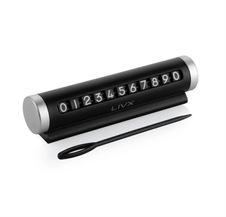 LivX Alüminyum Kasa Çevirmeli Araç Içi Park Telefon Numaratörü Park Numarası Parkmatik Siyah Onbnl