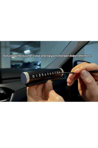 LivX Alüminyum Kasa Çevirmeli Araç Içi Park Telefon Numaratörü Park Numarası Parkmatik Siyah Onbnl