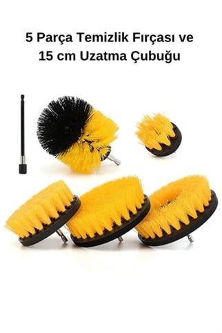 LivX Hygiene Matkap Ucuna Takılan Profesyonel Temizlik Fırçası 5 Parça Ve 15 Cm Uzatma Çubuğu Muf