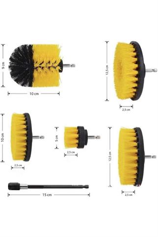 LivX Hygiene Matkap Ucuna Takılan Profesyonel Temizlik Fırçası 5 Parça Ve 15 Cm Uzatma Çubuğu Muf