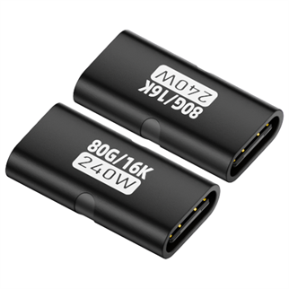 LivX 80Gbps USB-C Dişi - Dişi Adaptör, 240W PD3.1 Hızlı Şarj, 16K@60Hz Görüntü Aktarımı, Alüminyum Alaşımlı Tip-C Dişi Konnektör Uzatıcı - Siyah OTGFF