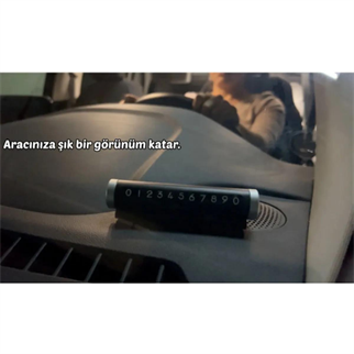 LivX Alüminyum Kasa Çevirmeli Araç Içi Park Telefon Numaratörü Park Numarası Parkmatik Gümüş Onbnl