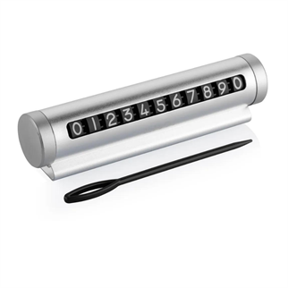 LivX Alüminyum Kasa Çevirmeli Araç Içi Park Telefon Numaratörü Park Numarası Parkmatik Gümüş Onbnl