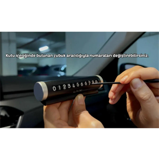 LivX Alüminyum Kasa Çevirmeli Araç Içi Park Telefon Numaratörü Park Numarası Parkmatik Gümüş Onbnl