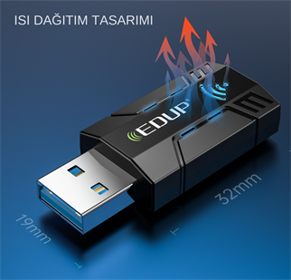 LivX Edup Usb Wifi Pro Sinyal Yakınlaştırıcı – Güçlendirici Adaptör Kart 1300 Mbps EP-1689GS