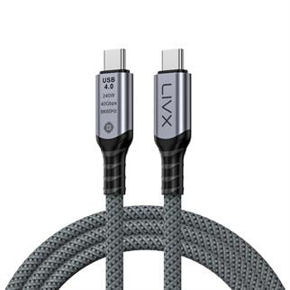 LivX FAST USB 4.0 40Gbps, 240W, 8K60Hz USB4.0 USB-C Kablosu 1.5 Metre Gri KLV-1.5