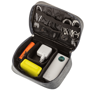 Livx Fermuarlı Su Geçirmez Elektronik Aksesuar Çantası Boyun Askılı Gri EL-ÇA