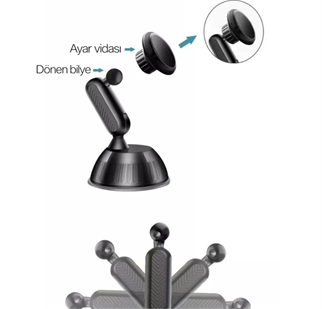 LivX Privity Serisi Mıknatıslı Araç İçi Telefon Tutucu Vantuzlu Magnet 360 Derece Telefon Tutucu HL-003