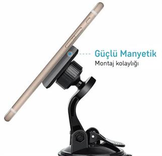 LivX Privity Serisi Mıknatıslı Araç İçi Telefon Tutucu Vantuzlu Magnet 360 Derece Telefon Tutucu GMM