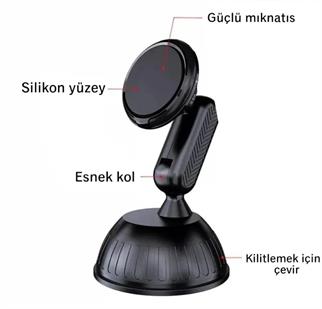 LivX Privity Serisi Mıknatıslı Araç İçi Telefon Tutucu Vantuzlu Magnet 360 Derece Telefon Tutucu HL-003