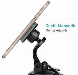 LivX Privity Serisi Mıknatıslı Araç İçi Telefon Tutucu Vantuzlu Magnet 360 Derece Telefon Tutucu GMM