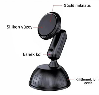 LivX Privity Serisi Mıknatıslı Araç İçi Telefon Tutucu Vantuzlu Magnet 360 Derece Telefon Tutucu HL-003