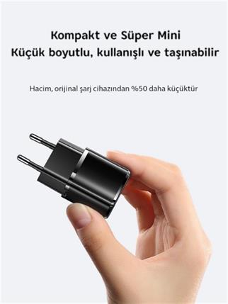 LivX Rapid 20W USB-C Mini PD Hızlı Şarj Cihazı Güç Adaptörü ve 50 cm İphone hızlı şarj kablosu