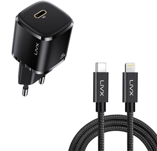 LivX Rapid 20W USB-C Mini PD Hızlı Şarj Cihazı Güç Adaptörü ve 3 metre Iphone hızlı şarj kablosu