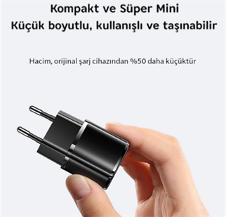 LivX Rapid 20W USB-C Mini PD Hızlı Şarj Cihazı Güç Adaptörü ve 1 metre Hızlı Şarj Ve Data Kablosu