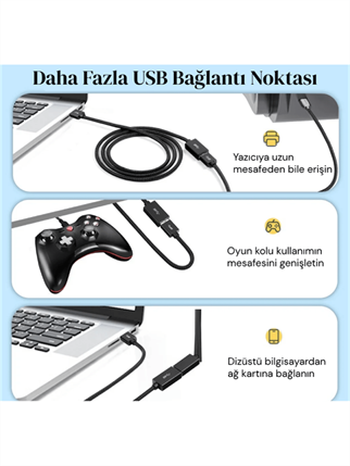 LivX Rope USB3.0 3A 5Gbps Hızlı Şarj ve Veri Aktarımı USB 3.0 Erkek Dişi Uzatma Kablosu Halat Örgülü 5 Metre RP-05