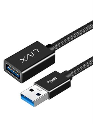 LivX Rope USB3.0 3A 5Gbps Hızlı Şarj ve Veri Aktarımı USB 3.0 Erkek Dişi Uzatma Kablosu Halat Örgülü 3 Metre