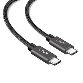 LivX Solid 100w 5a Type C To Type C PD 2.0 5 Gbps 25 CM Hızlı Şarj Ve Data Kablosu Halat Örgülü Space Gray TCT-25