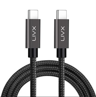 LivX Solid 100w 5a Type C To Type C PD 2.0 5 Gbps 25 CM Hızlı Şarj Ve Data Kablosu Halat Örgülü Space Gray TCT-25