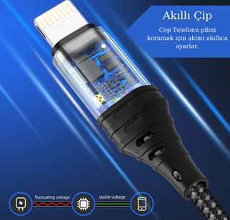 LivX Space 27w Type C To Lightning 2 Metre Iphone Ipad Uyumlu Akıllı Hızlı Şarj Ve Data Kablosu SPC-01