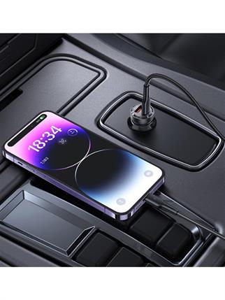 LivX Transparent 45W PD/QC Mini Araç şarj Cihazı ve 1 metre Hızlı Şarj Ve Data Kablosu