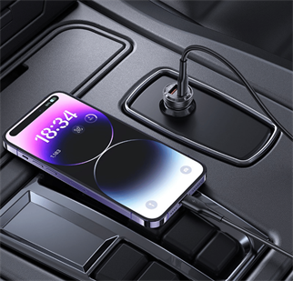 LivX Transparent 45W PD/QC Mini Araç şarj Cihazı ve 3 metre Hızlı Şarj Ve Data Kablosu