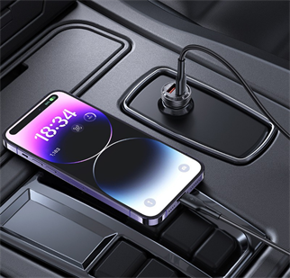 LivX Transparent 45W PD/QC Mini Araç şarj Cihazı ve 3 Metre iPhone Hızlı Şarj Kablosu