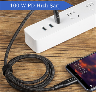 LivX Turbo Serisi 100W 5A Type C to Type C PD 2.0 5 Gbps 2 Metre Hızlı Şarj ve Data Kablosu BO-02