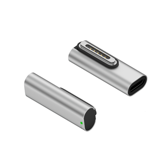 LivX Type-C - MagSafe 3 ile Uyumlu Manyetik Şarj Adaptörü Çevirici 140W Hızlı Şarj Desteği, LED Göstergeli Gümüş SFO-3