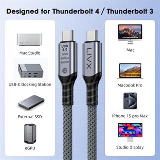 LivX Type C to Type C USB4.0 240W 40Gbps 8k60hZ Uzatma Kablosu 1 Metre LCU