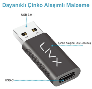 LivX Type C To Usb 3.0 Çevirici Dönüştürücü Otg Adaptör OTGCF