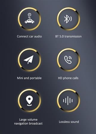 Livx Usams Bluetooth 5.0 Receiver Usb Aux Wireless Araç Kiti Hands-Free Telefon Görüşme Ba01 SJ464