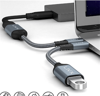 LivX Usb 3.0 To Type-c Çevirici Dönüştürücü 60w 15 Cm Kablolu Otg Adaptör Gri Ottca