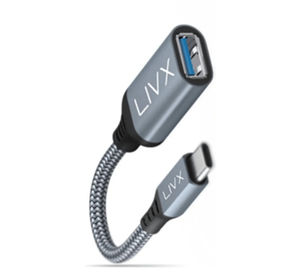 LivX Usb 3.0 To Type-c Çevirici Dönüştürücü 60w 15 Cm Kablolu Otg Adaptör Gri Ottca