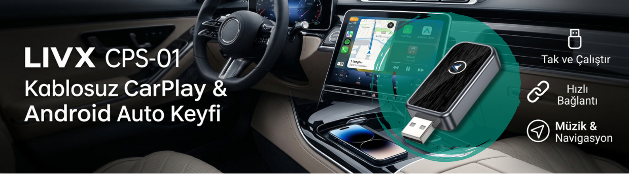LivX CarPlay ve Android Auto Kablosuz Multimedya Adaptörü CPS