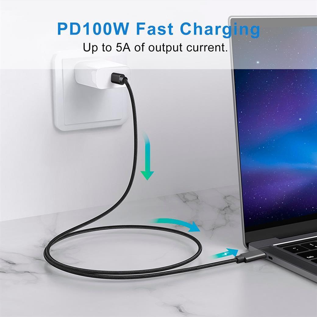DIGITUS USB-C Kabel – 10 Gbps, 100W Laden & 4K Video | 1 M | Schwarz | Inkl. Power Delivery