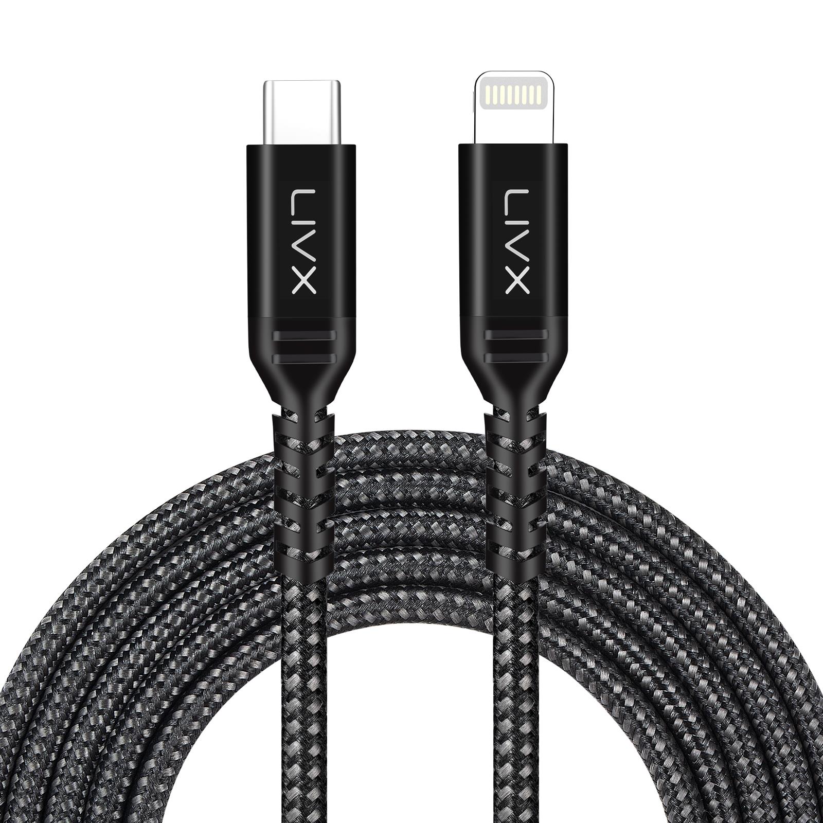 LivX Safe 27W Type C to Lightning 2 Metre Örgülü iPhone Hızlı Şarj Kablosu 