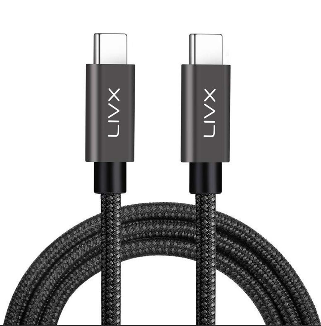 LivX Solid 100w 5a Type C To Type C Hızlı Şarj Ve Data Kablosu 50 Cm Halat Örgülü Space Gray TCT-50