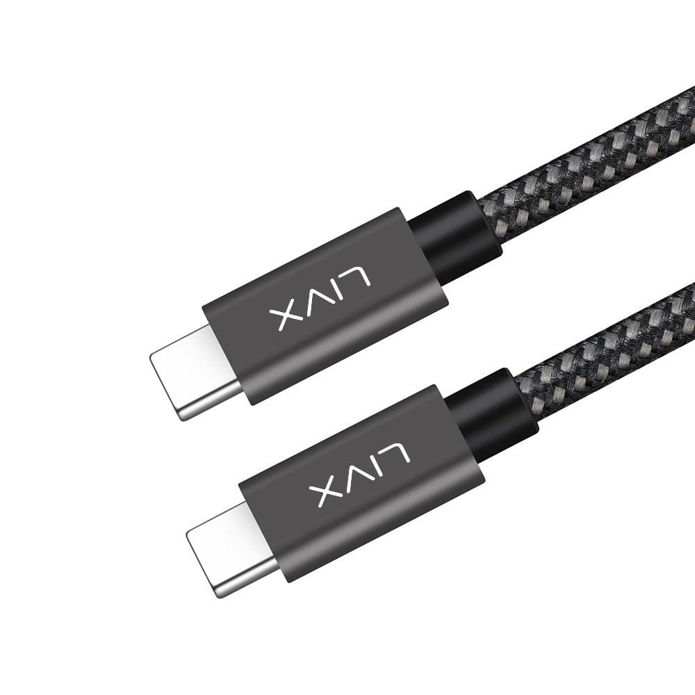 LivX Solid 100w 5a Type C To Type C PD 2.0 5 Gbps 1 Metre Hızlı Şarj Ve Data Kablosu Halat Örgülü Space Gray TCT-01