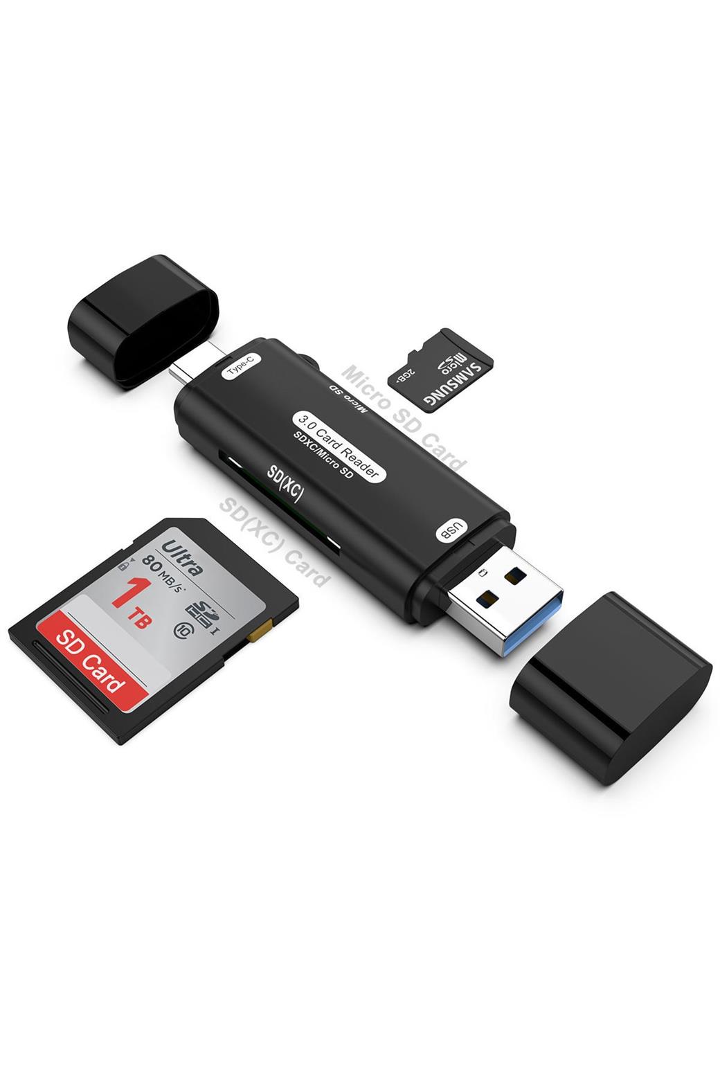 LivX Micro SD Kart Okuyucu Type C to USB 3.0 Çevirici OTG Hafıza Kartı  Okuyucu Adaptör Micro SD Card Reader RKTSD