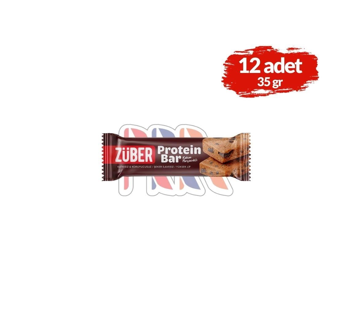 ZüberZüber Kakao Parçacıklı Protein Bar 35grx12 Adet