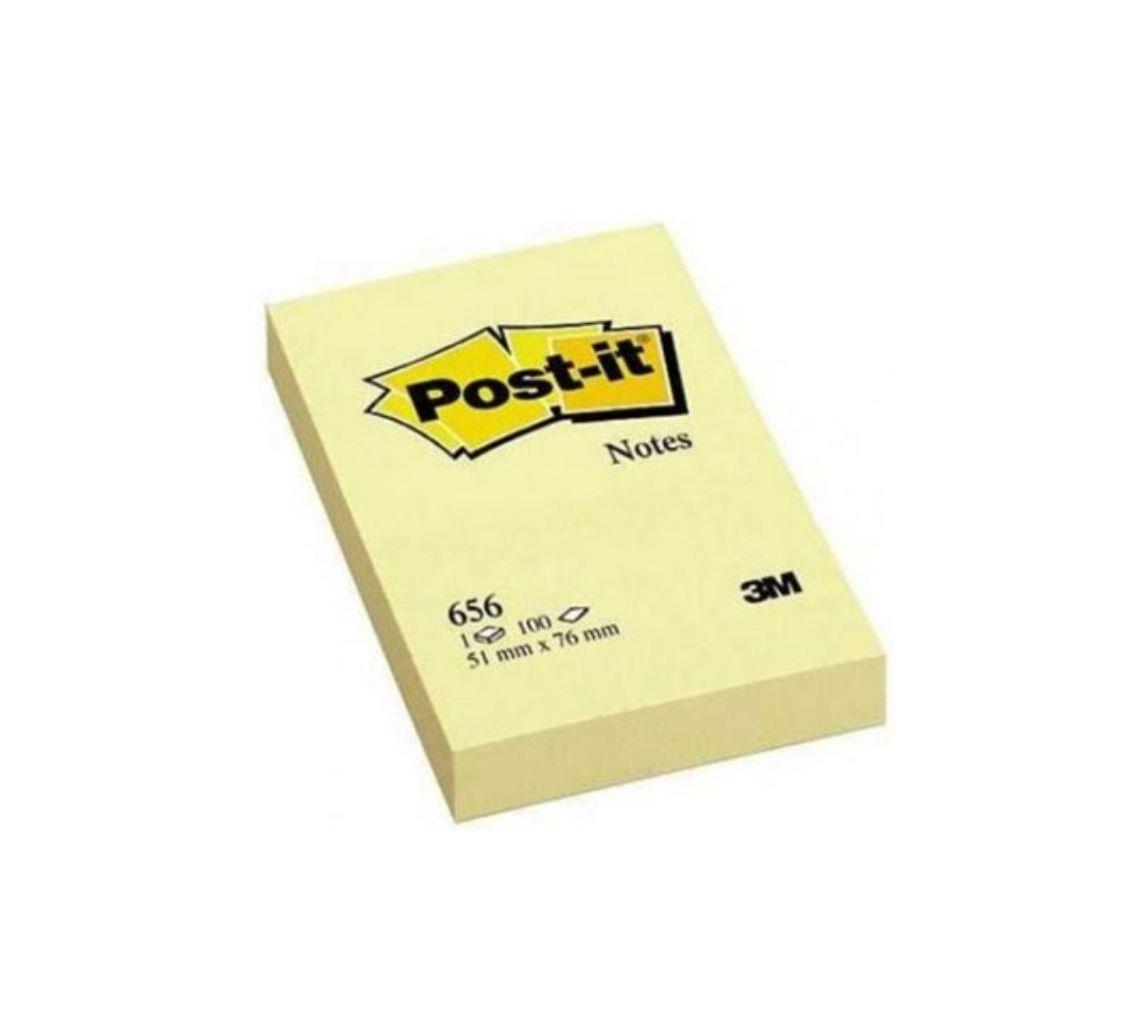 3M3M Post-It Yapışkanlı Not Kağıdı 51 x 76 mm 100 Yaprak Sarı - 656 